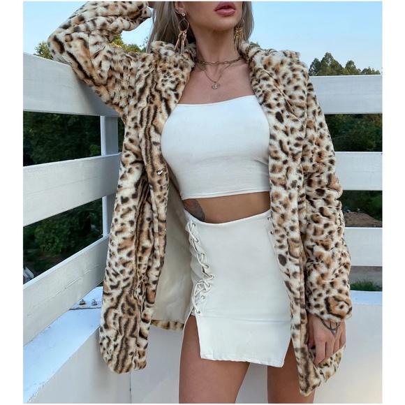 BellanBlue Jackets & Blazers - Cozy Vegan Fur Leopard Print Jacket Coat
